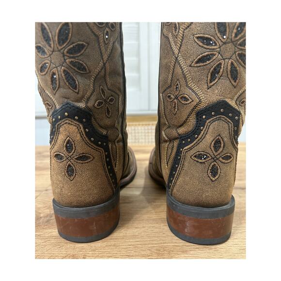 Laredo Women's Bouquet Western Performance Boots Brown Leather Sz 8 Lightly Worn - Picture 10 of 16